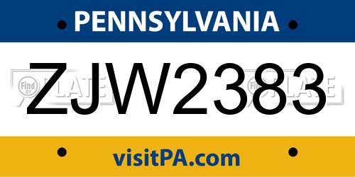 ZJW2383 Pennsylvania License Plate