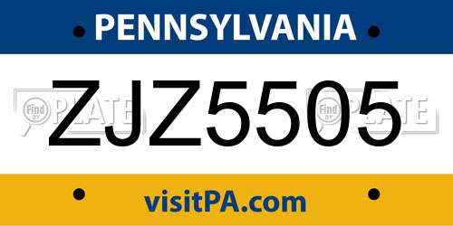 ZJZ5505 Pennsylvania License Plate