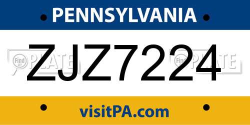 ZJZ7224 Pennsylvania License Plate