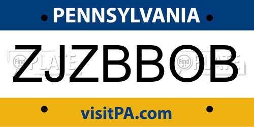 ZJZBBOB Pennsylvania License Plate