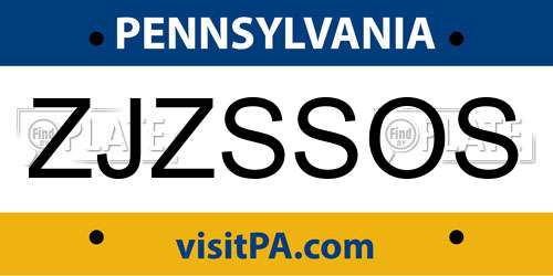 ZJZSSOS Pennsylvania License Plate