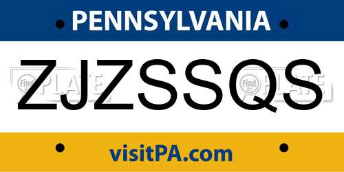 ZJZSSQS Pennsylvania License Plate