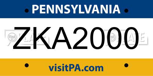 ZKA2000 Pennsylvania License Plate