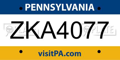 ZKA4077 Pennsylvania License Plate