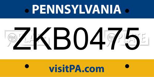 ZKB0475 Pennsylvania License Plate
