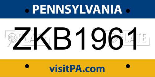 ZKB1961 Pennsylvania License Plate