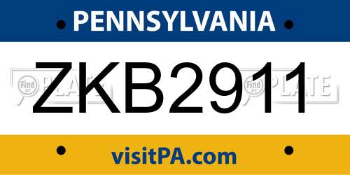 ZKB2911 Pennsylvania License Plate