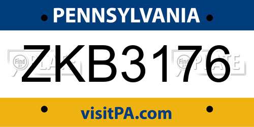 ZKB3176 Pennsylvania License Plate