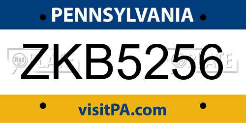 ZKB5256 Pennsylvania License Plate