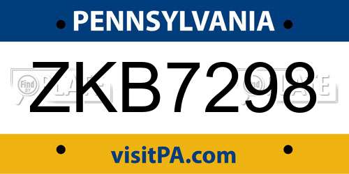 ZKB7298 Pennsylvania License Plate
