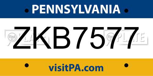 ZKB7577 Pennsylvania License Plate