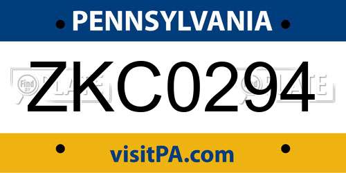 ZKC0294 Pennsylvania License Plate