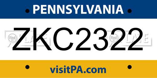 ZKC2322 Pennsylvania License Plate