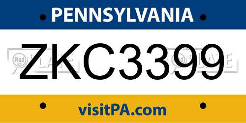 ZKC3399 Pennsylvania License Plate