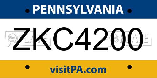 ZKC4200 Pennsylvania License Plate