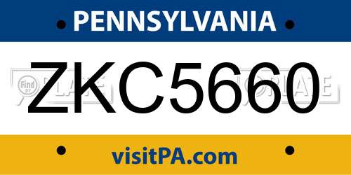 ZKC5660 Pennsylvania License Plate