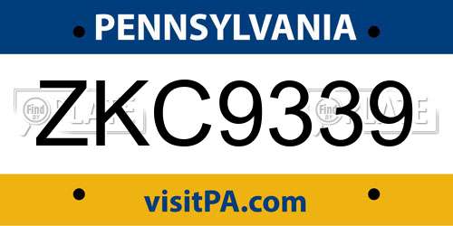 ZKC9339 Pennsylvania License Plate