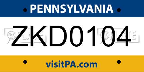ZKD0104 Pennsylvania License Plate