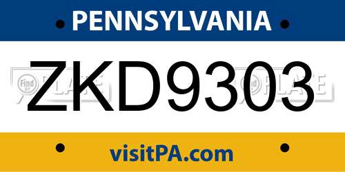 ZKD9303 Pennsylvania License Plate