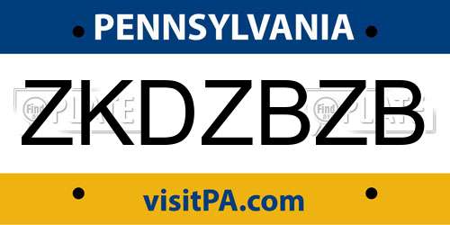 ZKDZBZB Pennsylvania License Plate