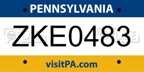 ZKE0483 Pennsylvania License Plate