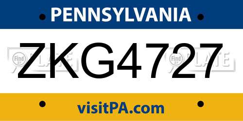 ZKG4727 Pennsylvania License Plate