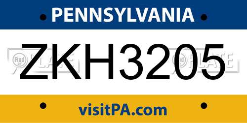 ZKH3205 Pennsylvania License Plate
