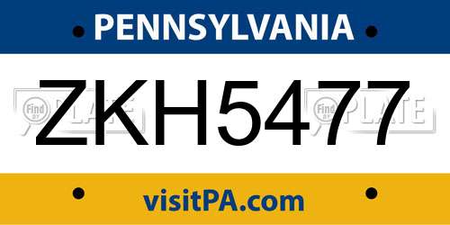 ZKH5477 Pennsylvania License Plate