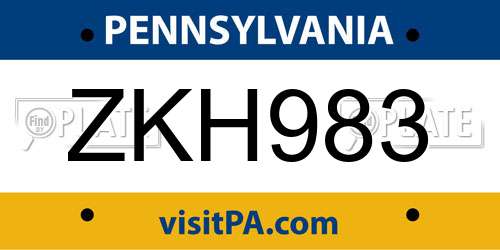 ZKH983 Pennsylvania License Plate