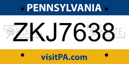 ZKJ7638 Pennsylvania License Plate