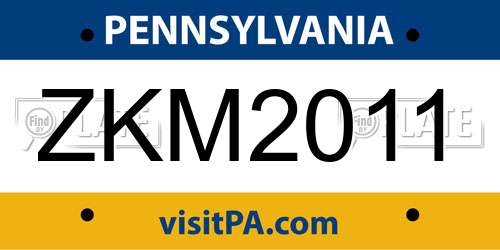 ZKM2011 Pennsylvania License Plate