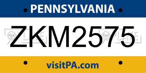 ZKM2575 Pennsylvania License Plate