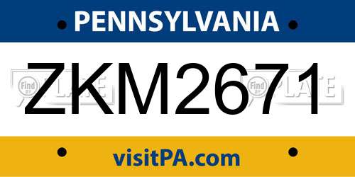 ZKM2671 Pennsylvania License Plate