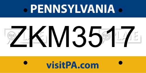 ZKM3517 Pennsylvania License Plate