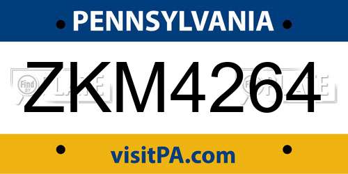 ZKM4264 Pennsylvania License Plate