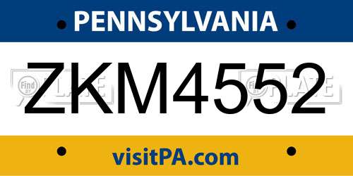 ZKM4552 Pennsylvania License Plate