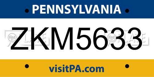 ZKM5633 Pennsylvania License Plate