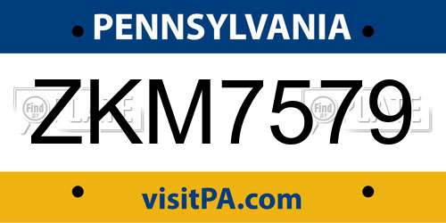 ZKM7579 Pennsylvania License Plate