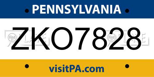 ZKO7828 Pennsylvania License Plate