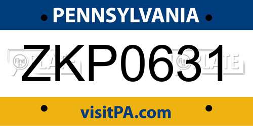 ZKP0631 Pennsylvania License Plate