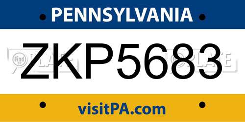 ZKP5683 Pennsylvania License Plate