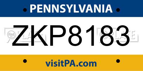 ZKP8183 Pennsylvania License Plate