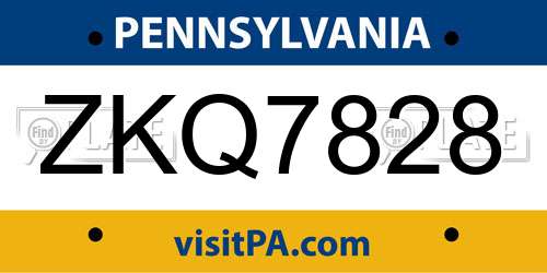 ZKQ7828 Pennsylvania License Plate