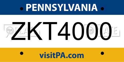 ZKT4000 Pennsylvania License Plate