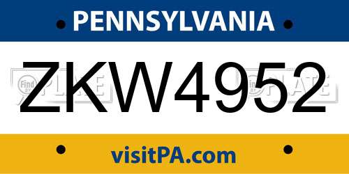 ZKW4952 Pennsylvania License Plate