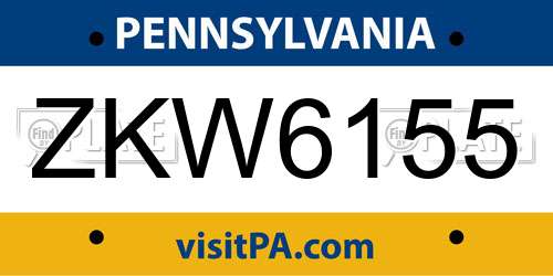 ZKW6155 Pennsylvania License Plate