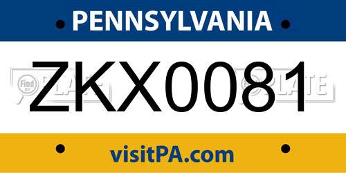 ZKX0081 Pennsylvania License Plate