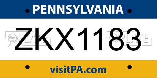 ZKX1183 Pennsylvania License Plate