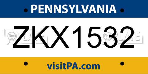 ZKX1532 Pennsylvania License Plate