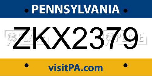 ZKX2379 Pennsylvania License Plate